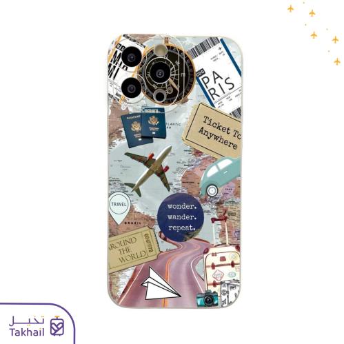 غلاف جوال للايفون بتصميم معالم السفر