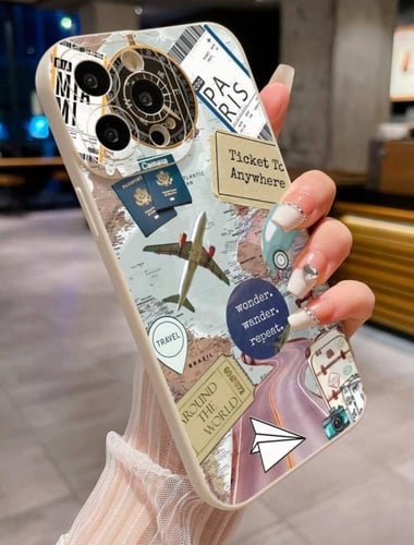 غلاف جوال للايفون بتصميم معالم السفر