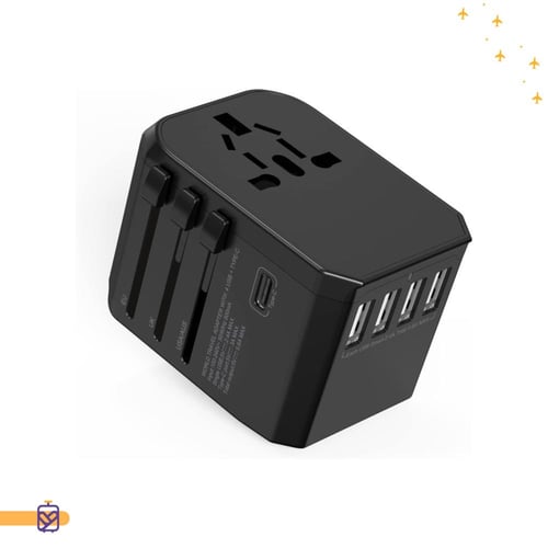 شاحن السفر العالمي بـ 5 منافذ - باستك