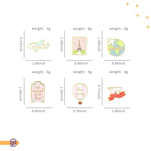 مجموعة 6 بروشات لايقونات السفر