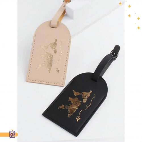 تاق جلد تعريف لحقائب السفر - قطعتين اسود وبيج