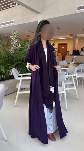 Purple X white Abaya