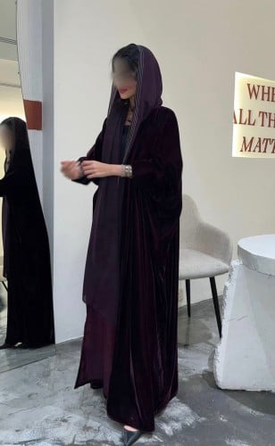Purple velvet abaya