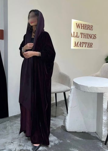 Purple velvet abaya