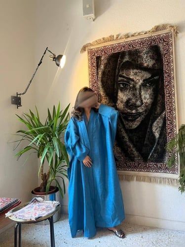 blue linen abaya
