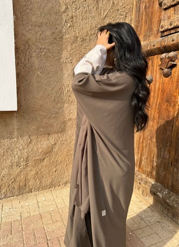 Brown X white abaya