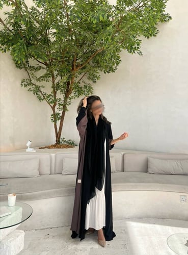 Black X purple abaya