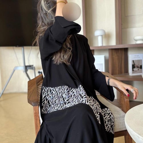 klosh silver black abaya