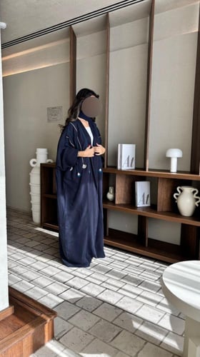 Navy Blue Embroidered Abaya