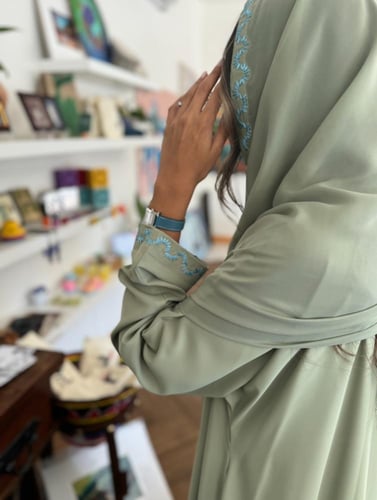 light green X blue abaya