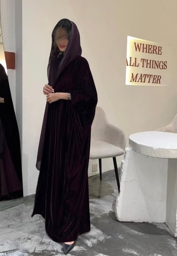 Purple velvet abaya