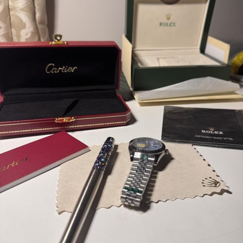 طقم ساعة رولكس وقلم كارتير تيفاني - غطا