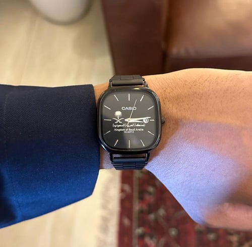 ساعة كاسيو تصميم المملكة العربية السعودية أسود كام...