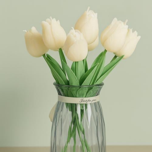 فازه + 10 شموع توليب معطره (اللون اختياري)