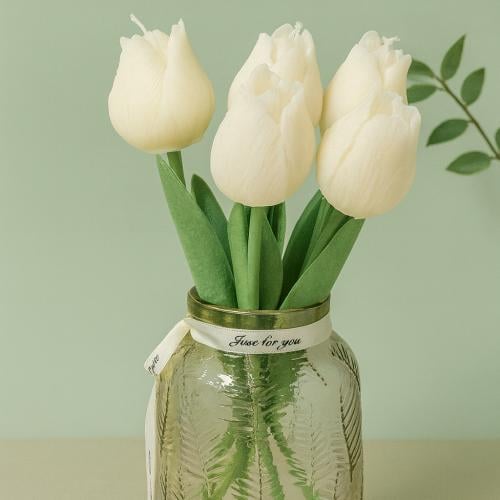 فازه+ 7 شمعات توليب معطرة(اللون اختياري)