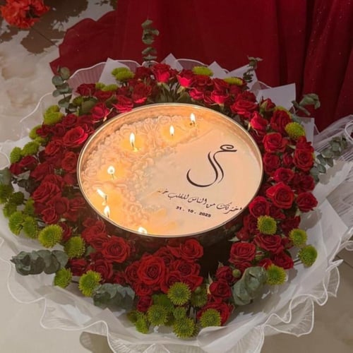 شمعة عقد قران حجم ٣٠ سم بدون الورد الخارجي
