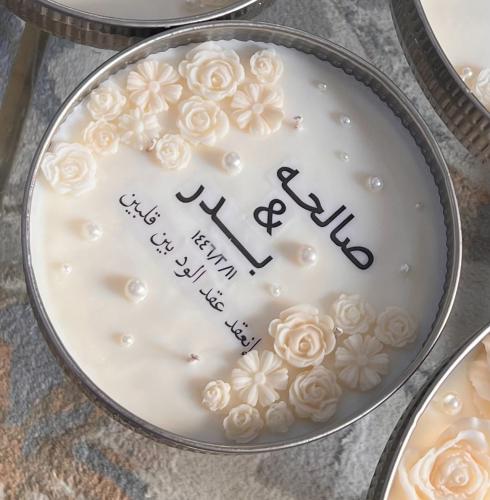 شمعة استقبال عروس وسط ٢٠ سم فضي