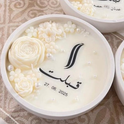 شمعة استقبال عقد قران حجم وسط بدون الورد الخارجي