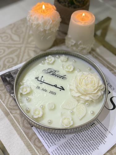 شمعة استقبال عروس وسط ٢٠ سم فضي