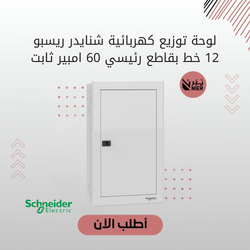 لوحة توزيع كهربائية شنايدر ريسبو 12 خط بقاطع رئيسي...
