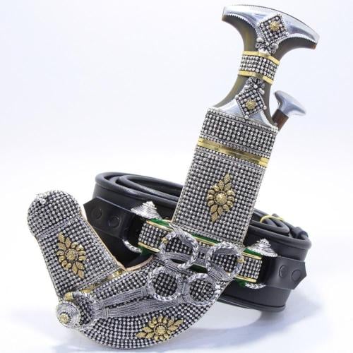 خنجر مقاس 5 صب فضة صافي عيار 925 الراس قرن طبيعي