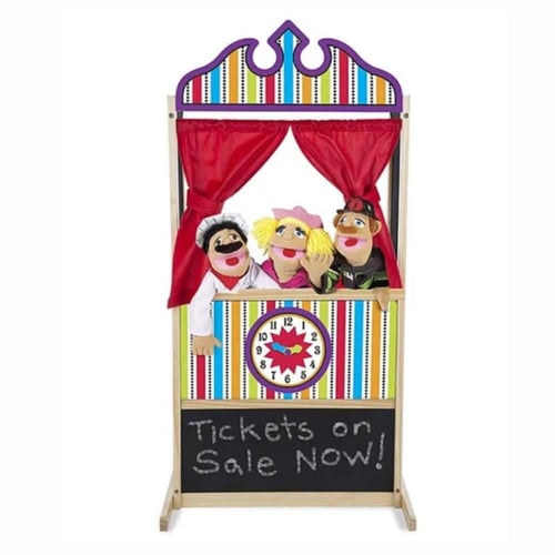 مسرح العرائس الخشبي مع السبورة و الساعة