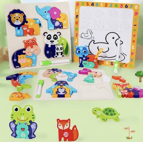 تركيب بازل مرقم نمو الحيوانات مزودة بسبورة كتابة ب...
