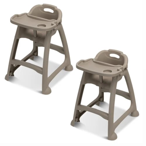 كرسي طعام للاطفال رمادي فاخر - بعجلات متينة