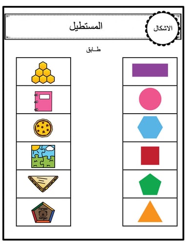 ورقة عمل ملونة لانشطة الاشكال ثنائية الابعاد ( الد...