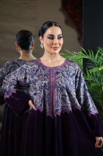 جلابيه مخمل مع كتان