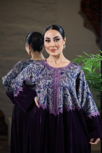 جلابيه مخمل مع كتان