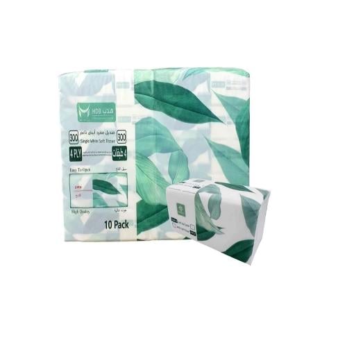 مناديل هدب مفرد ابيض ناعم -10 عبوات 300 منديل