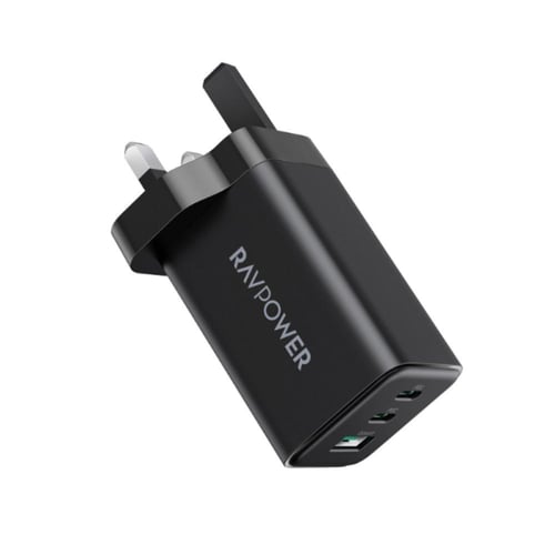 راف باور شاحن جداري - 3 منافذ - 65 واط - UK - أسود...