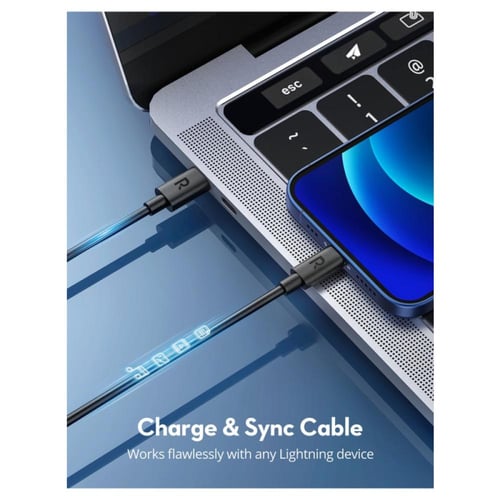 راف باور كابل Type-C إلى Type-C -طول 3 متر - أسود...