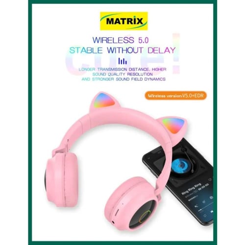 ماتريكس سماعات رأس لاسلكية - 200 mAh - وردي - M-55