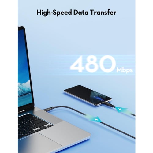 راف باور كابل Type-C إلى Type-C - شحن سريع - نايلو...