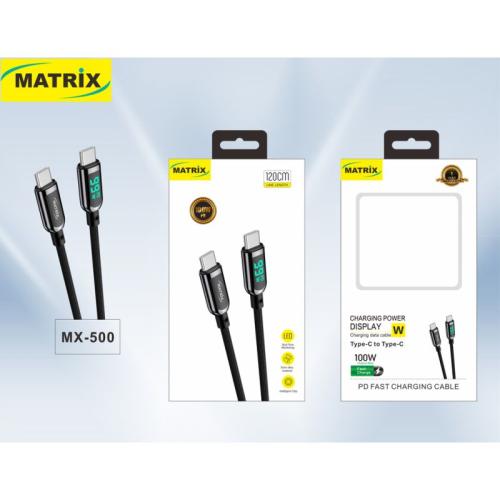ماتريكس كابل Type-C إلى Type-C - أسود - MX 500