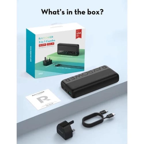 راف باور باور بانك 20000 mAh + شاحن جداري 20 واط -...