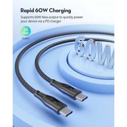 راف باور كابل Type-C إلى Type-C - شحن سريع - نايلو...