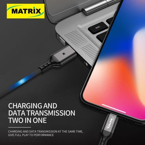 ماتريكس كابل USB إلى Type-C مع تحكم صوتي وإضاءة -...