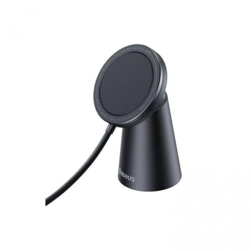 باسيوس شاحن لاسلكي بسيط بحامل مغناطيسي - أسود
