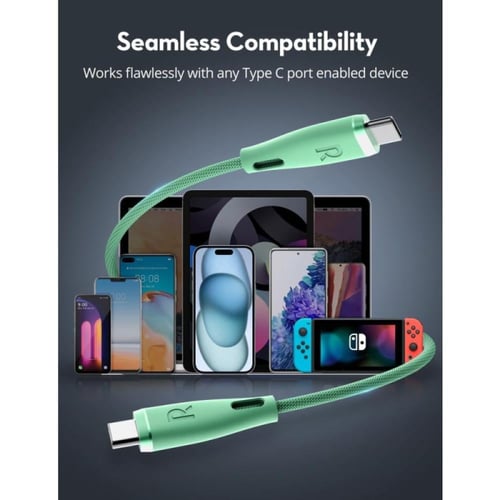 راف باور كابل Type-C إلى Type-C - شحن سريع - نايلو...