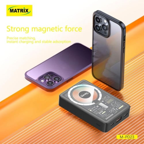 ماتريكس باور بانك بشاشة عرض - 10000 mAh - أسود - M...