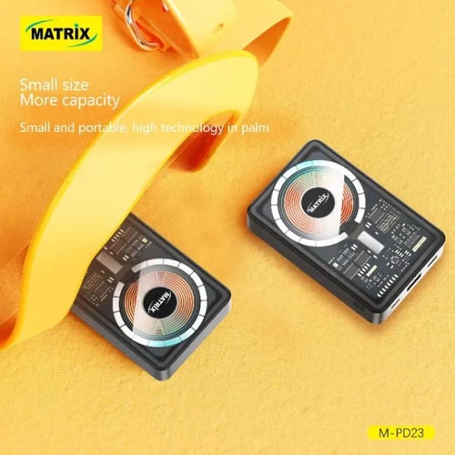 ماتريكس باور بانك بشاشة عرض - 10000 mAh - أسود - M...