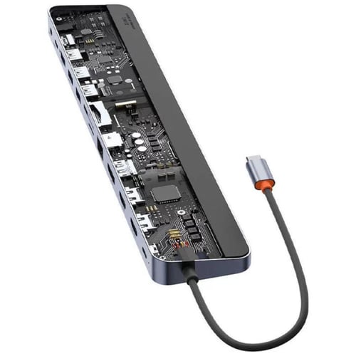 باسيوس ايليت جوي Gen2 محول محوري ذو 12 منفذ - رماد...