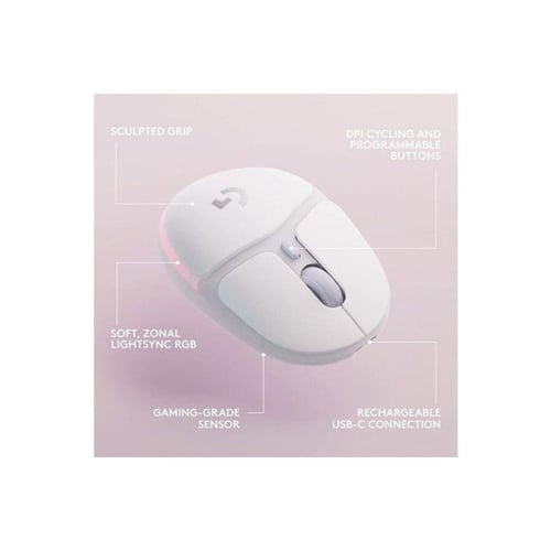 لوجيتيك ماوس ألعاب بأضواء RGB - لاسلكية - أبيض - G...