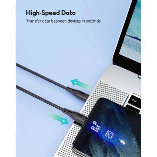 راف باور كابل Type-C إلى Type-C - شحن سريع - نايلو...