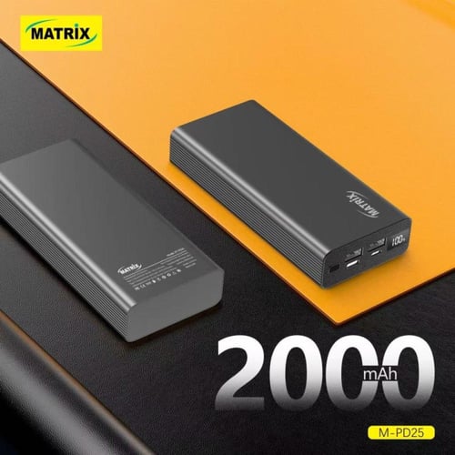ماتريكس باور بانك بشاشة عرض - 20000 mAh - أسود - M...