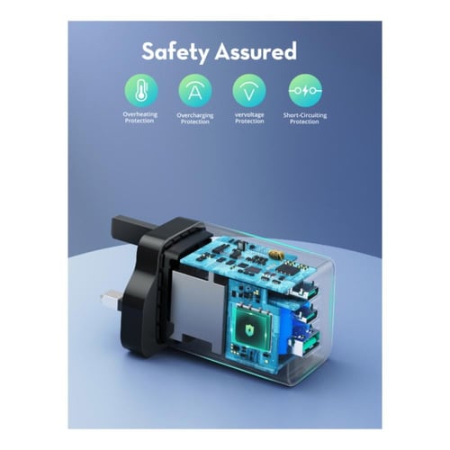 راف باور شاحن جداري - 3 منافذ - 65 واط - UK - أسود...