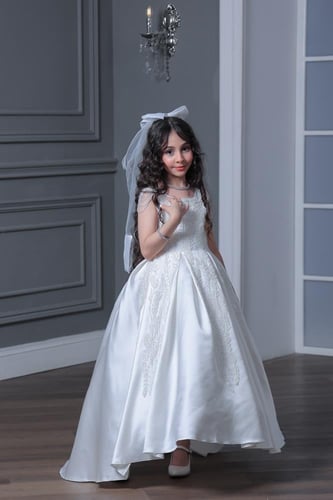 فستان بناتي بكلفه وجيبون 3 - 11 سنة